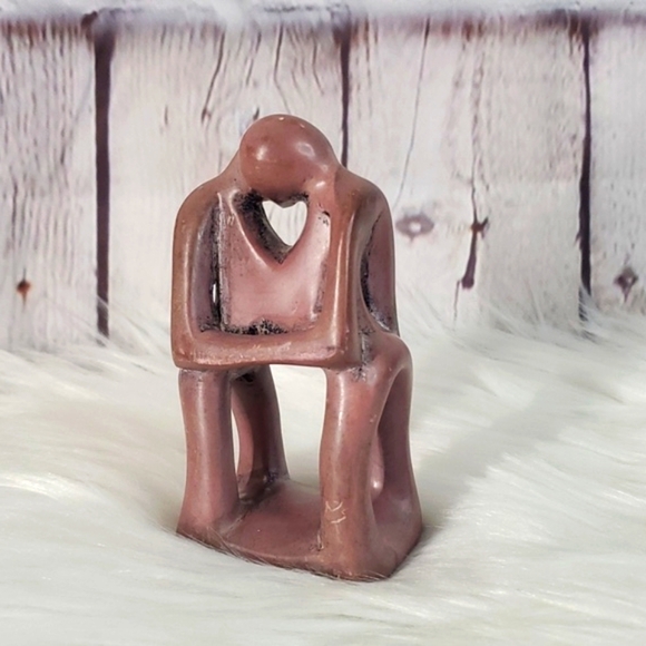 Other - Vintage 90s Soapstone Sculpted Couple Wedding Marriage Newlywed Pink Figurine 4"